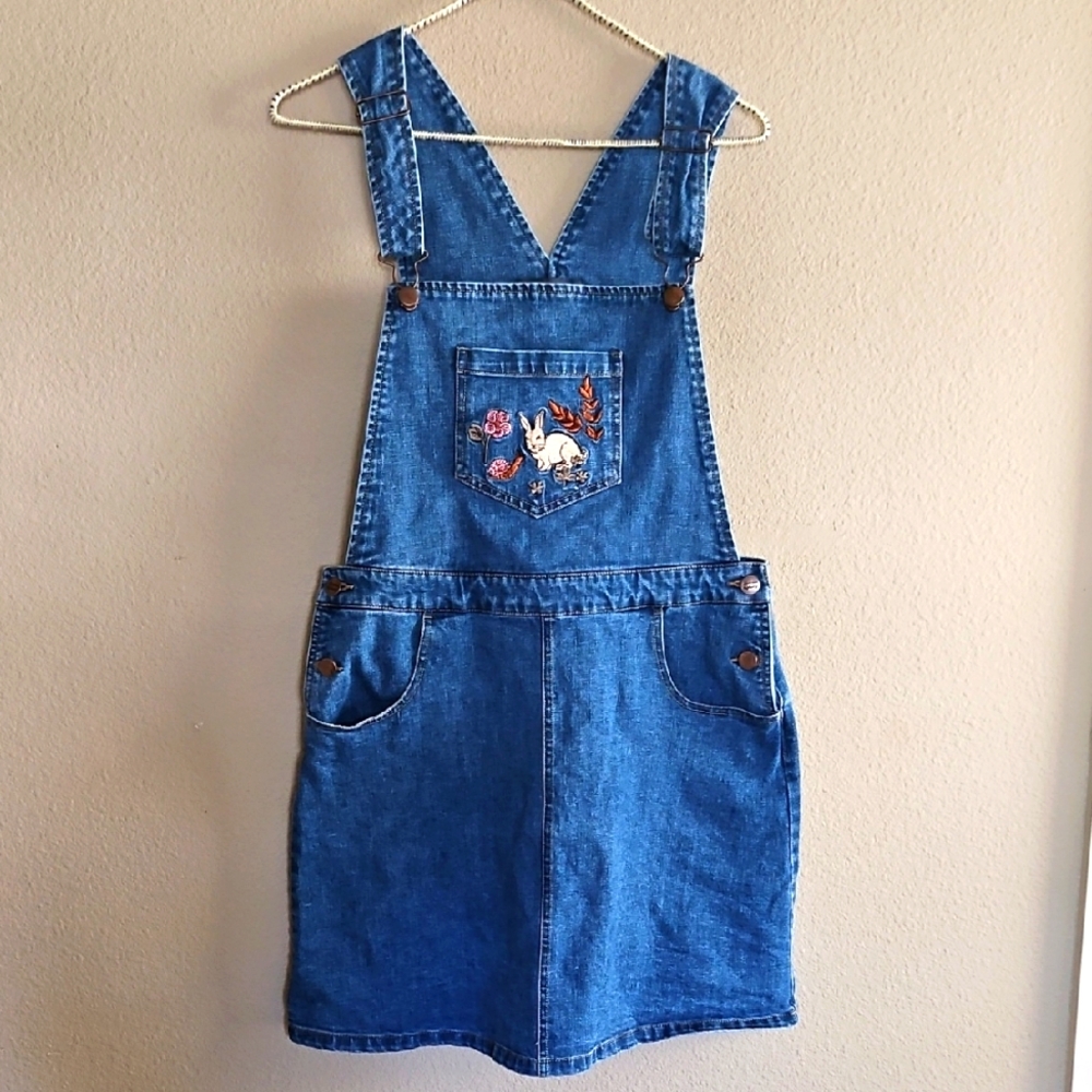 Modcloth Bunny Jumper Jean Dress 🐇